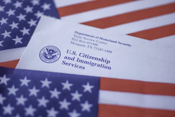 Letter (Envelope) from USCIS covered in flag of USA